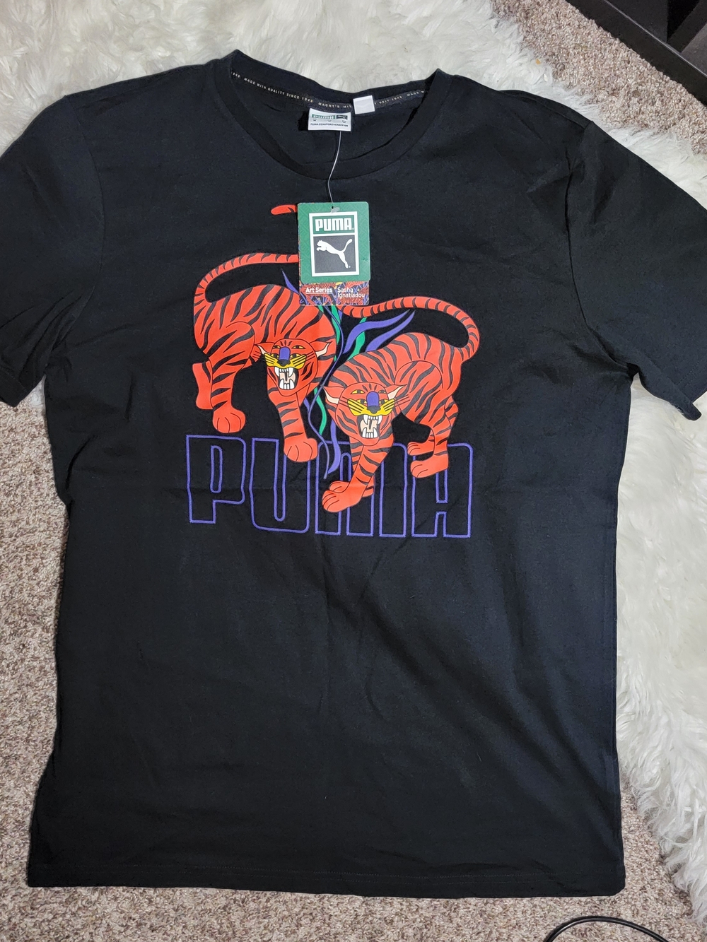 Puma X Sasha Shandadou Tiger Art Tee NWT Size M